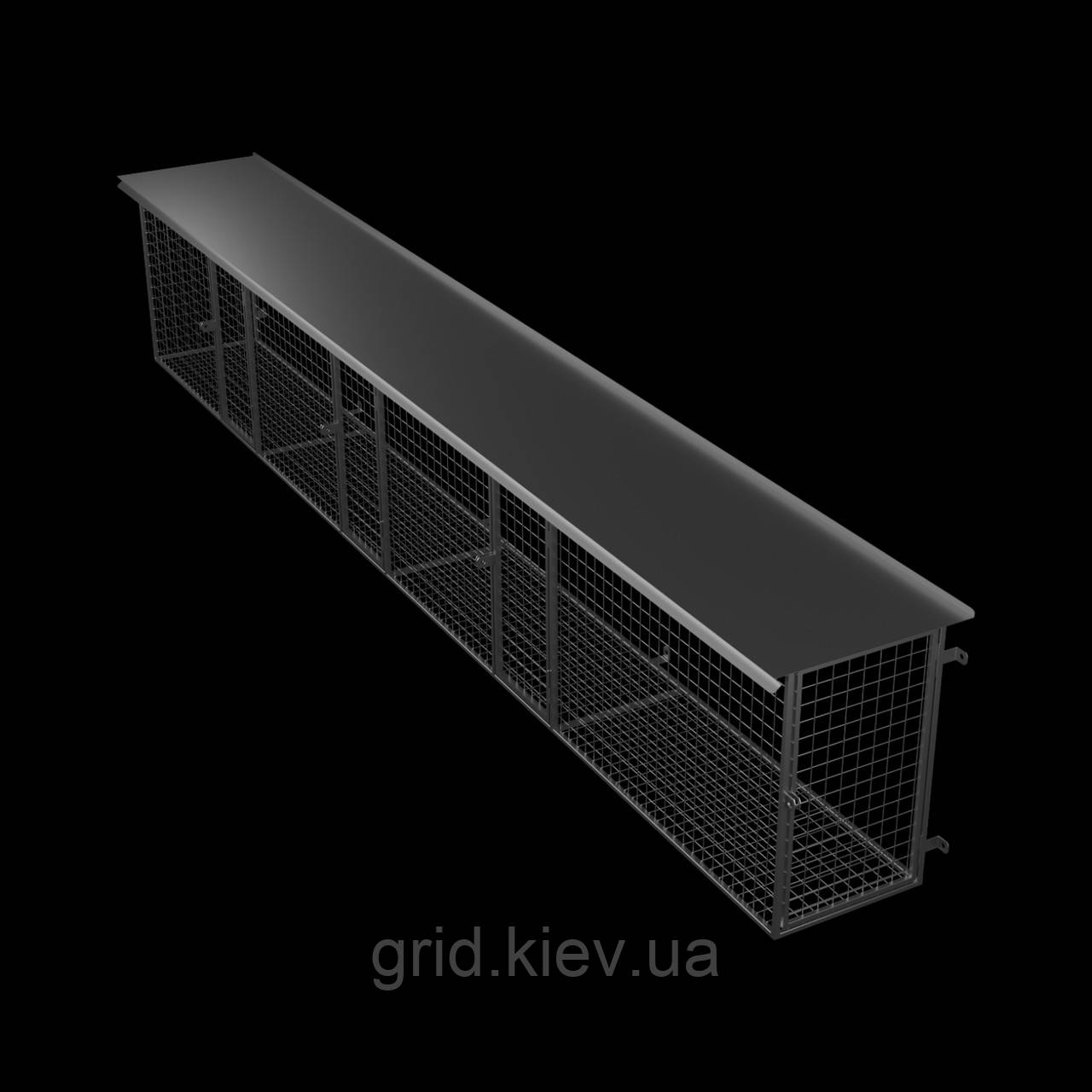 Решітка 3000х1000x600 горизонтальна з дверцятами та дашком для зовнішніх блоків кліматичного обладнання РЗСвДвДа-7 з козирком
