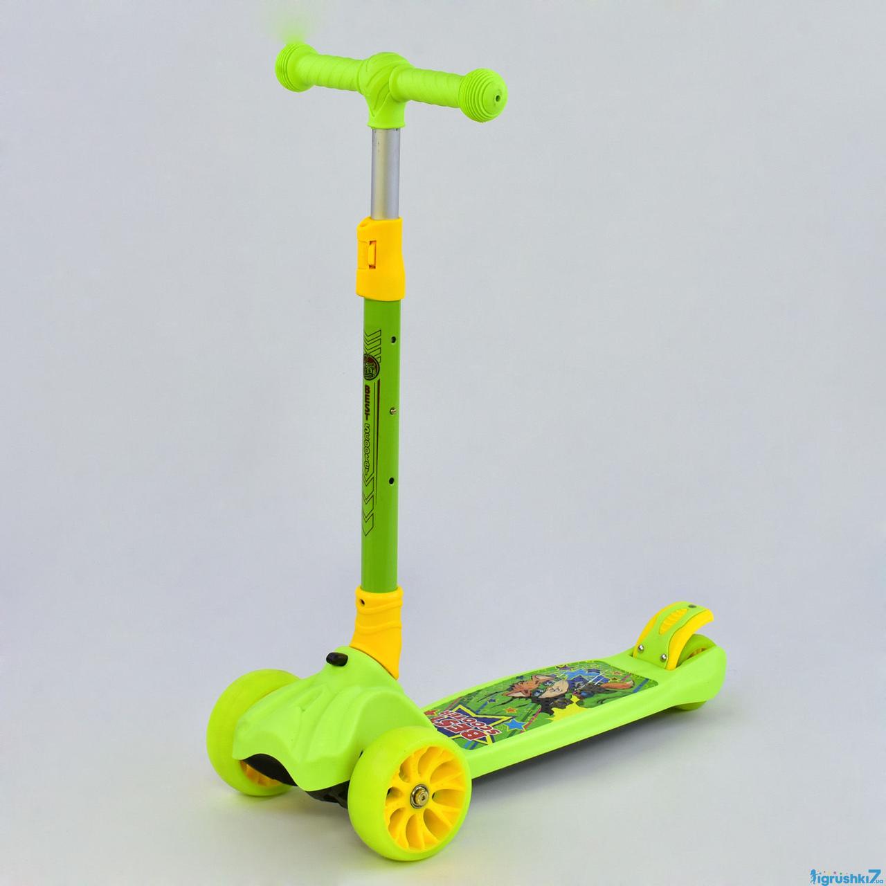 Best Scooter дитячий складаний триколісний самокат з світяться колеса (салатовий)