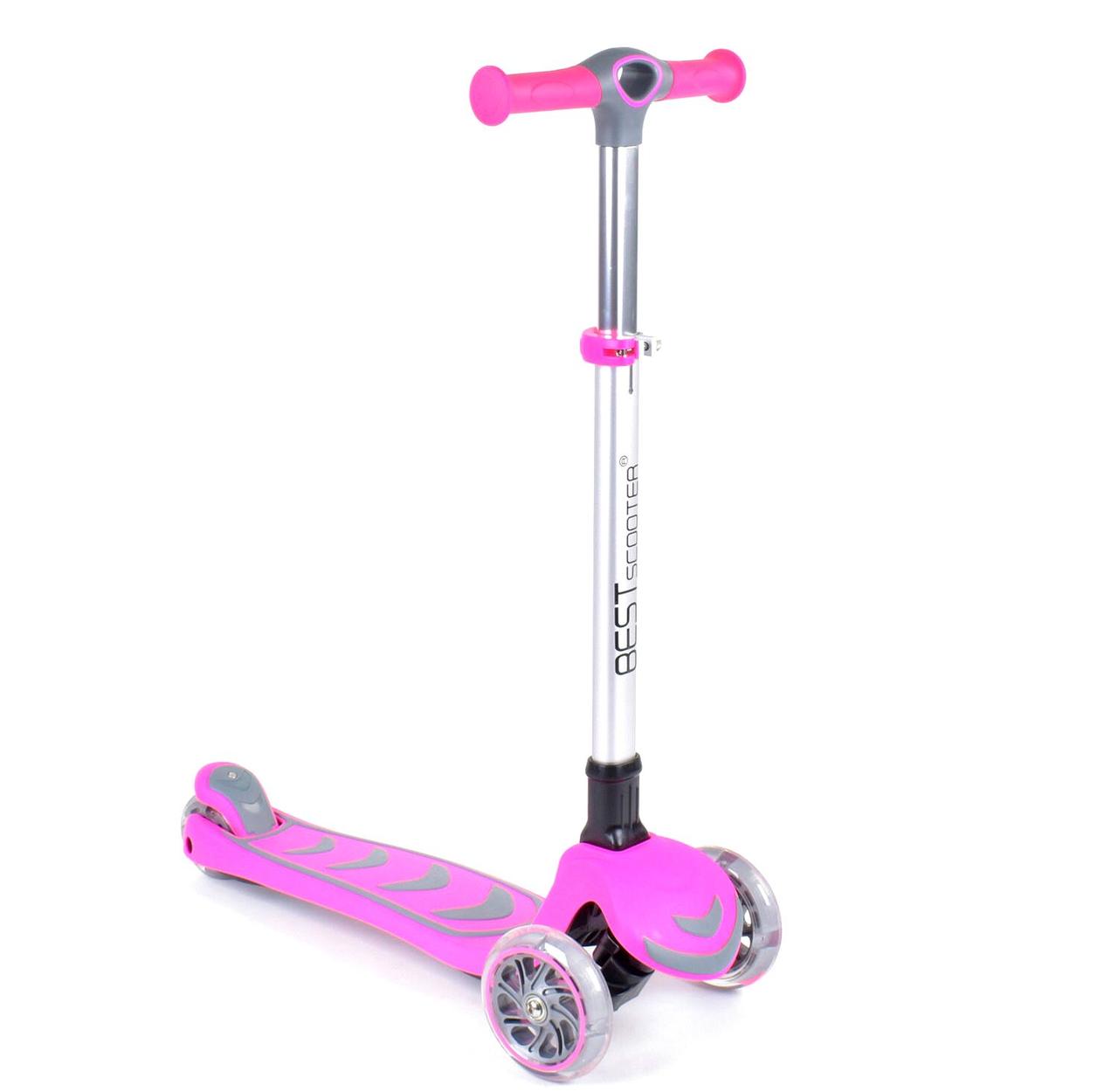 Best Scooter дитячий складаний триколісний самокат з світяться колеса (рожевий)