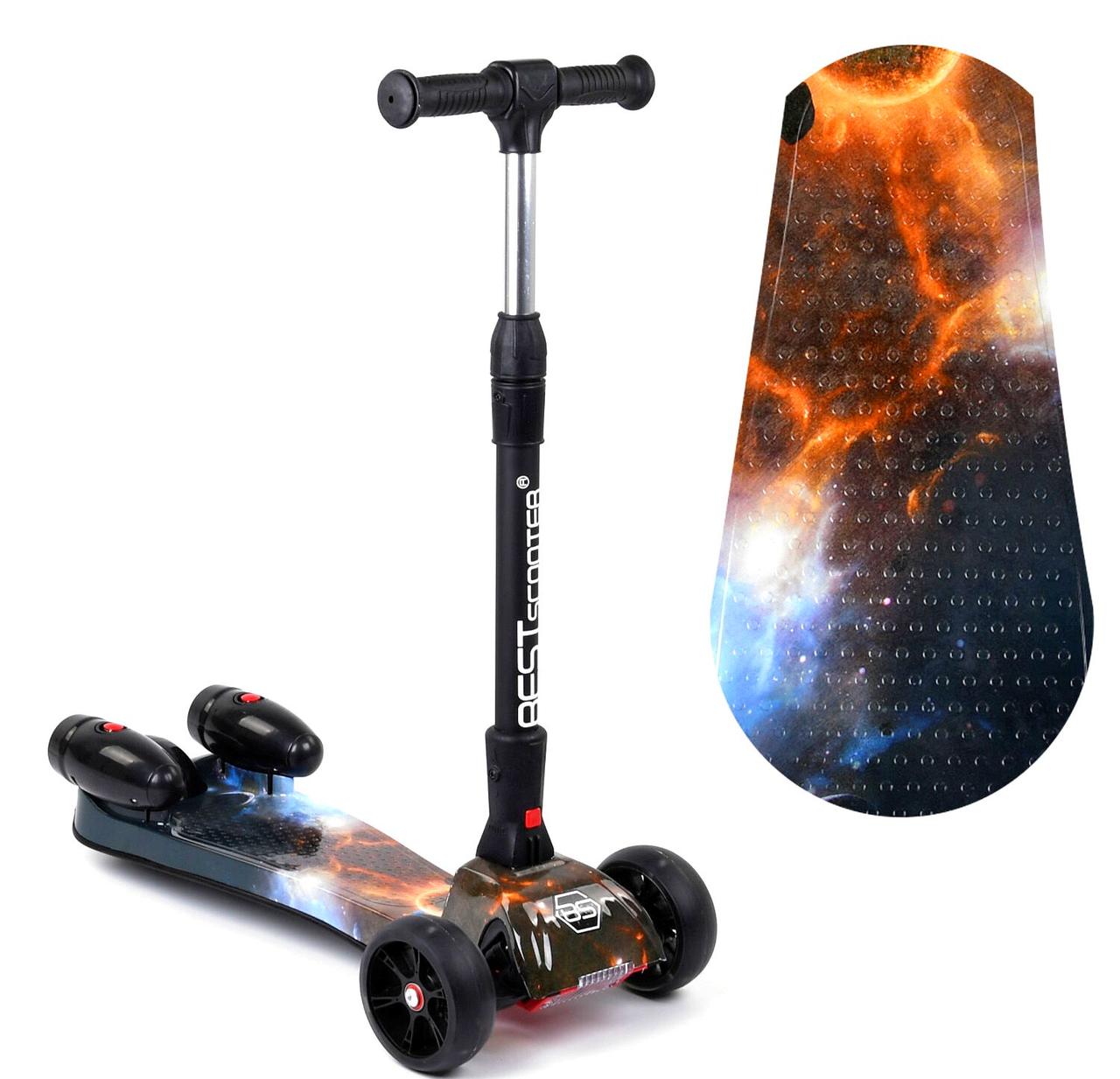 Best Scooter Maxi дитячий триколісний самокат з парогенератором і світяться турбінами (космос)