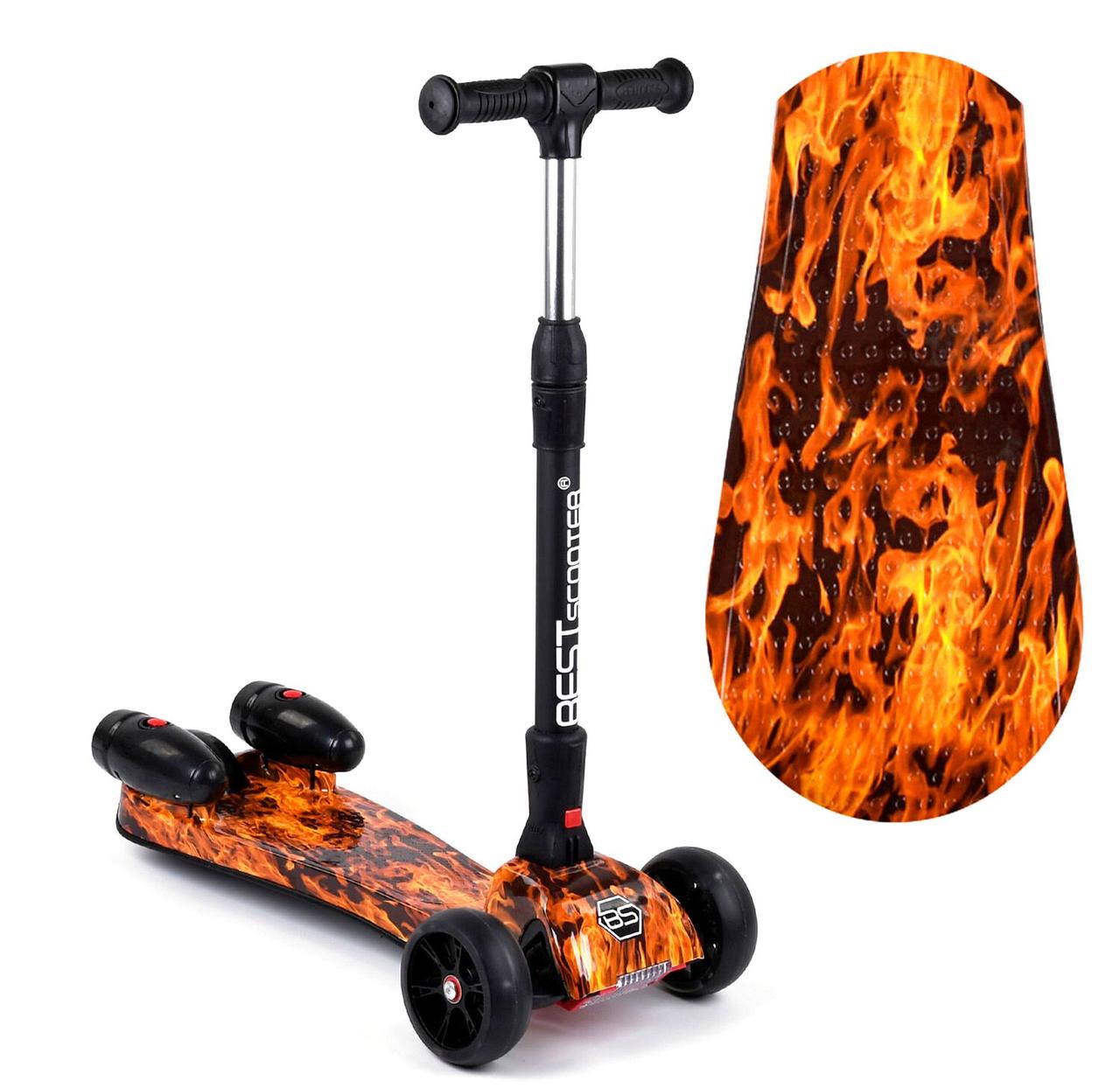 Best Scooter Maxi дитячий триколісний самокат з парогенератором і світяться турбінами (вогонь)