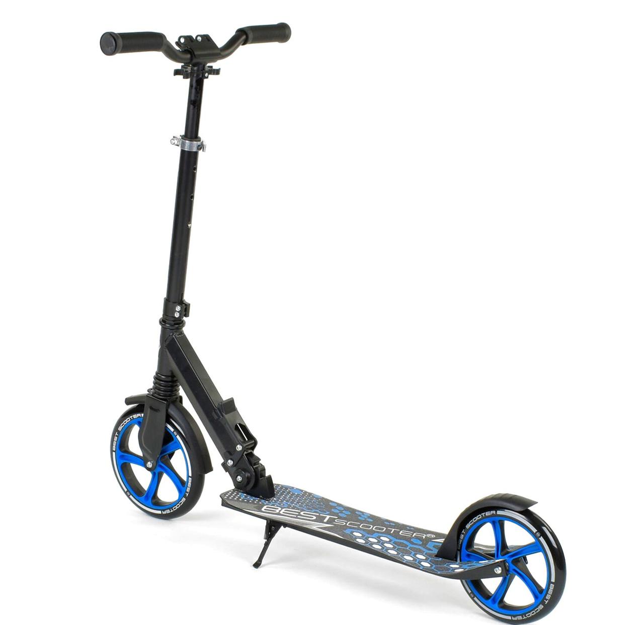 Best Scooter дитячий складаний двоколісний самокат з переднім амортизатором (блакитний)