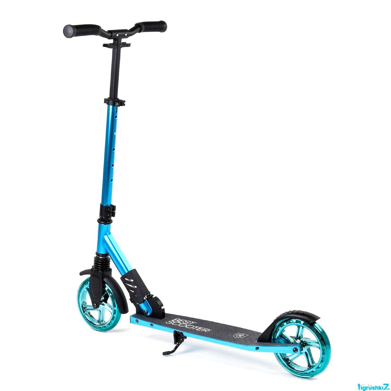Best Scooter дитячий алюмінієвий двоколісний самокат з вигнутим кермом (бірюзовий)