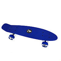 Скейт оригінал "Penny Board BVR-010" синій PU-колеса з елементами, що світяться LED (Пенні лайт)