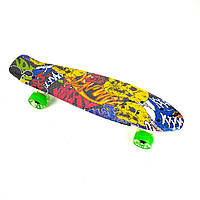 Скейт оригінал "Penny Board Fish" з принтом Череп з колесами LED, що світяться (Пенні лайт)