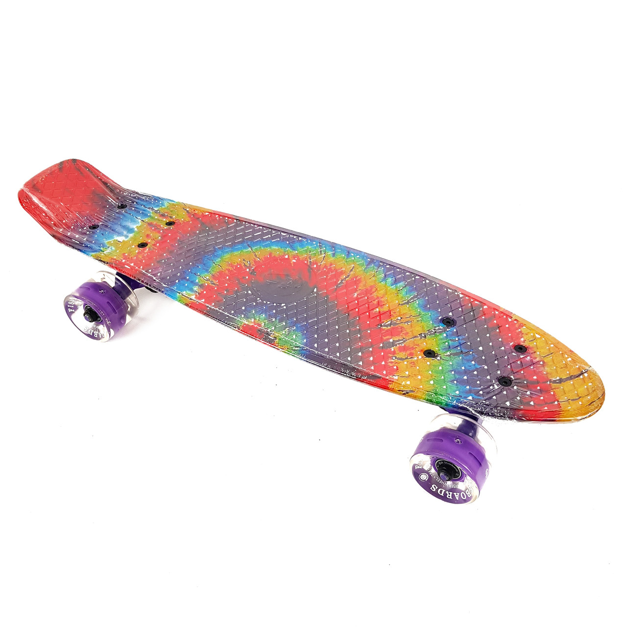 Скейт оригінал "Penny Board FISH" з принтом Веселкою з колесами LED, що світяться (Пенні лайт)