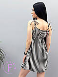 📌 Жіноча сукня у вертикальну смужку, коротка | Смугастий сарафан міні, на запах "Inna" | Норма та батал, фото 4