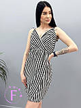 📌 Жіноча сукня у вертикальну смужку, коротка | Смугастий сарафан міні, на запах "Inna" | Норма та батал, фото 5