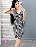 📌 Жіноча сукня у вертикальну смужку, коротка | Смугастий сарафан міні, на запах "Inna" | Норма та батал, фото 7