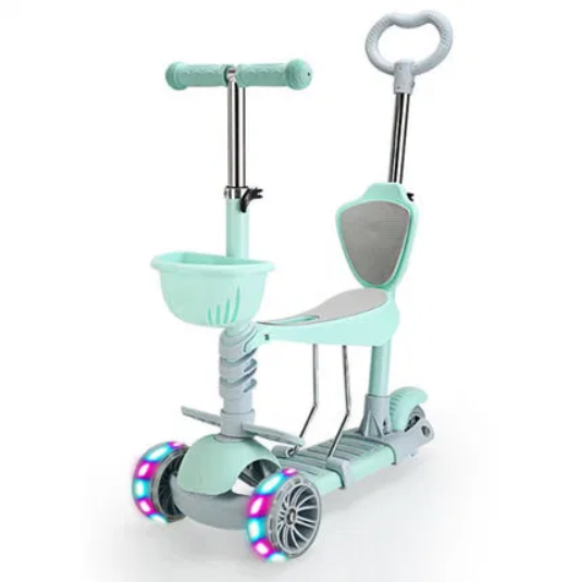 Дитячий триколісний самокат беговел з батьківською ручкою Scooter Smart 5в1 (бірюзовий)