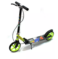 Складаний Міський Самокат з Ручним і Ножним Гальмом BAVAR SPORT 671 . З двома PU колесами. Салатовий