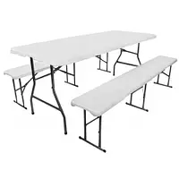 Набор прочной садовой мебели раскладнойGoodGarden стол складной плаcтиковый 180 х 76 см и 2 скамейки