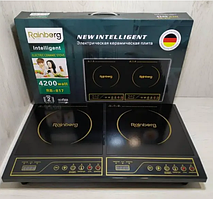 Електроплита індукційна на 2 конфорки настільна сенсорна 4200W Чорна Rainberg RB-817