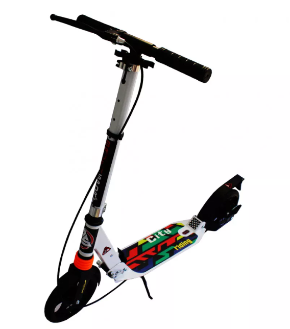 Дитячий складаний двоколісний самокат ScooTer Urban Sport з ручним дисковим гальмом Білий МОД 659