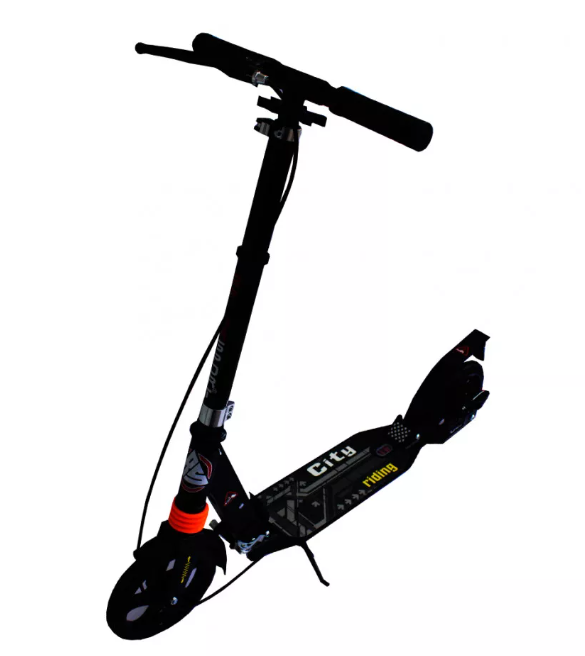 Дитячий складаний двоколісний самокат ScooTer Urban Sport з ручним дисковим гальмом Чорний МОД 659