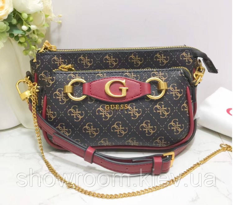 Жіноча сумочка з органайзером на плече Guess (865470) коричнева