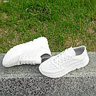 Білі літні шкіряні жіночі кросівки, фото 4