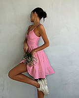Женское минималистическое легкое летнее платье из льна Арт. 059А350 Розовый