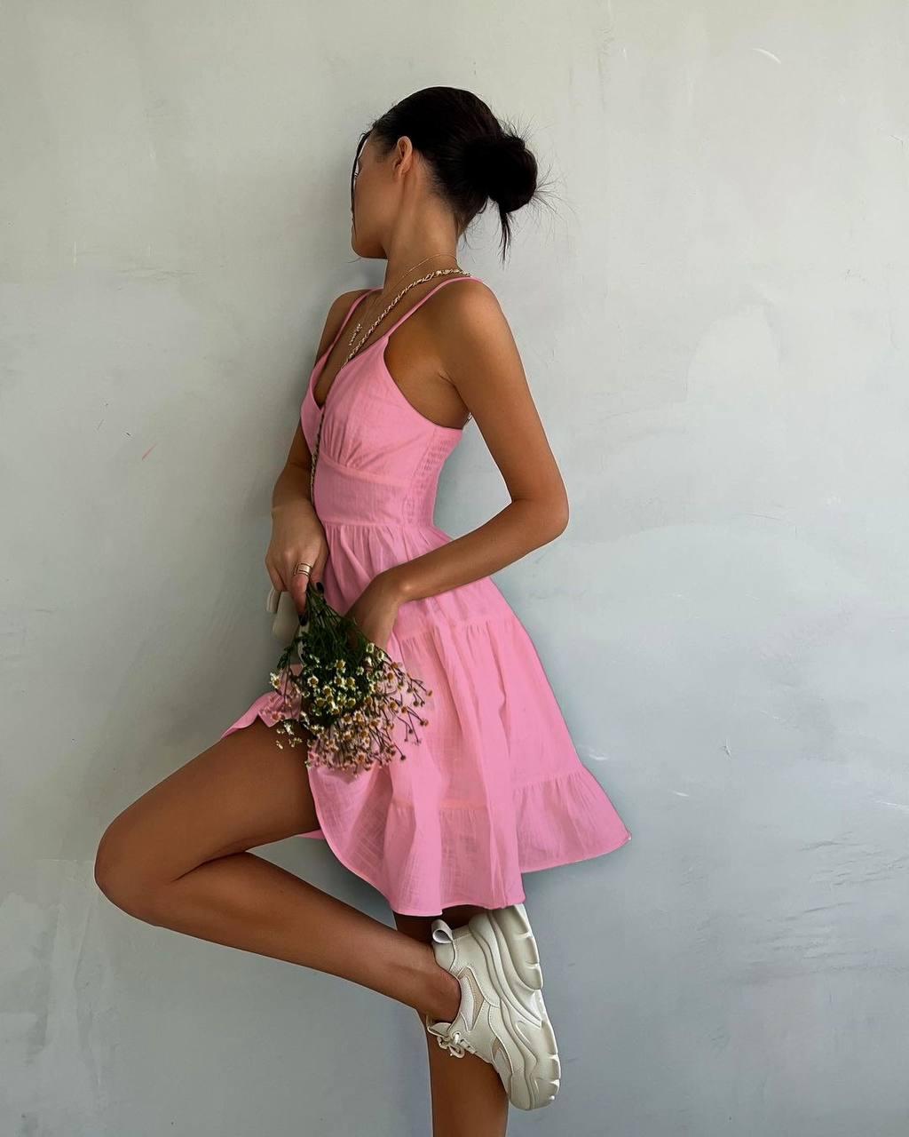 Жіноча мінімалістична легка літня  сукня з льону Арт. 059А330
