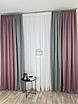 Щільні штори мікровелюр Двоколірні "сірий+пильна троянда" на вікна до спальні, зал та на кухню Duo №2 2штори, фото 2