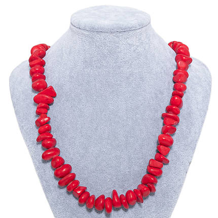 Бусы ожерелья длинные массивные коралл красного цвета натуральный длина 70 см размер камушка 17 мм, фото 2
