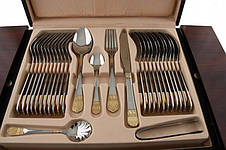 Набір столових приборів 72 предмети в подарунковій валізі VERSACE 72 EL LV-9723 на 12 персон ложки, виделки (вилки), ножі, фото 3
