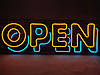 Неонова вивіска OPEN (відчинено) з кольоровими літерами 600 х 200 мм із пультом, фото 3