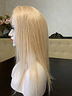 Система заміщення волосся/парик натуральний на сітці з імітацією шкіри голови, персикового волосся, фото 4