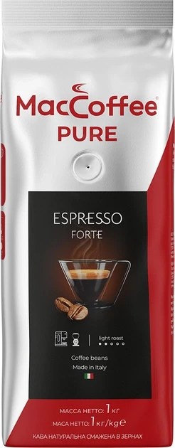 Зернова кава MacCoffee Pure Espresso Forte Італія 1000 грамів середнє обсмаження