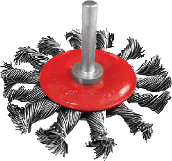 Щітка для металу для дриля бічна з крученого троса 75 мм