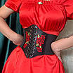 Ремінь-вишиванка пасок жіночий широкий із вишивкою в українському стилі з трояндами на шнурівці екошкіряний масивний корсет гумка, фото 2