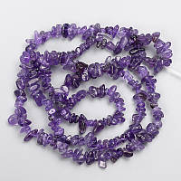 Намистини Аметист натуральний камінь крихта на волосіні d-8х3мм+- L-82см +- купити біжутерію оптом в інтернеті