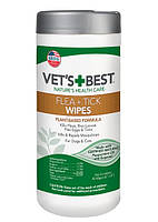 Влажные салфетки Vets Best Flea & Tick Wipes от блох и клещей для собак и кошек, 50 шт