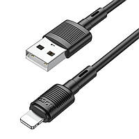 Кабель HOCO X83 USB - Lightning 2.4A, 1m, PVC, PVC разъемы, цвет черный