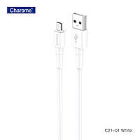 Кабель CHAROME C21-01 USB-A - Micro для зарядки и передачи данных, цвет белый