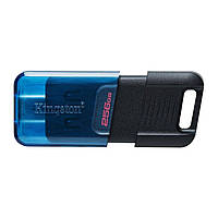 Флешка Kingston USB накопитель 3.2 DT 80M 256GB Type-C, цвет черный/синий