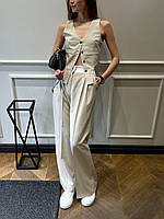 Актуальный женский костюм жилетка и брюки палаццо Dld5477