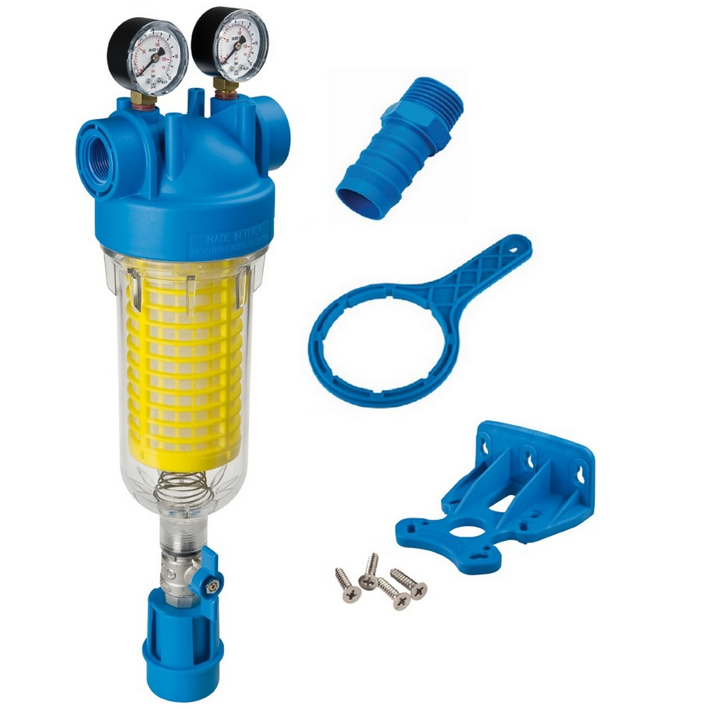 Фільтр самопромивний Atlas Filtri Hydra M Dn 1 1/4" з манометрами (RLH 90 мікронів) RA6000113, фото 1