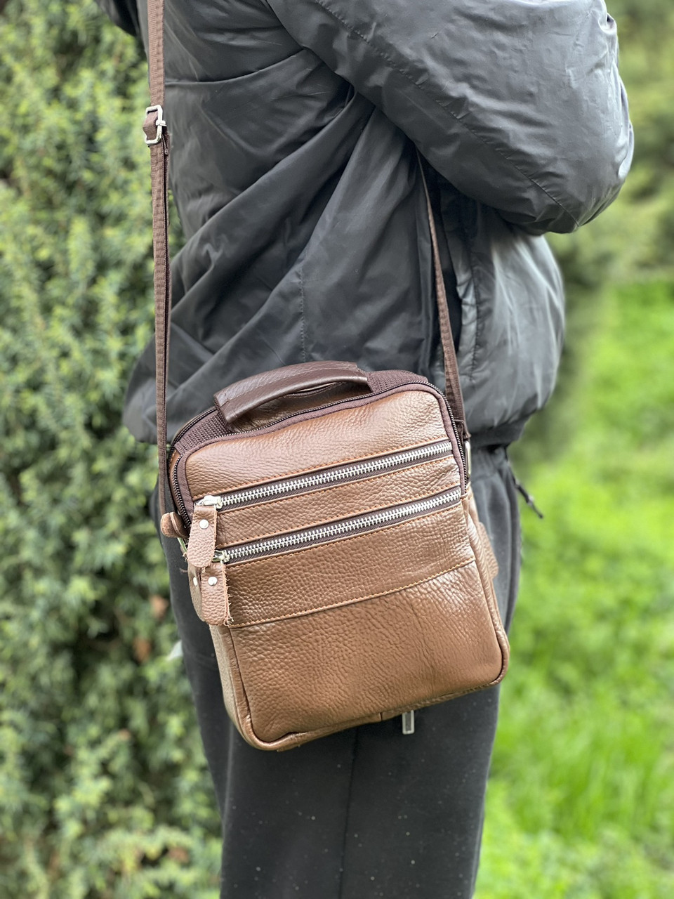 Чоловіча шкіряна сумка BON392323 коричневая