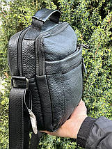 Чоловіча шкіряна сумка 3922BL-1111 чорна, фото 3