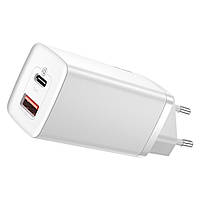Сетевое зарядное устройство Baseus GaN2 Lite Quick Charger C+U 65W EU, цвет белый