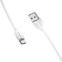 Кабель BOROFONE BX19 USB - Micro 2.4A, 1m, PVC, TPE разъемы, цвет белый