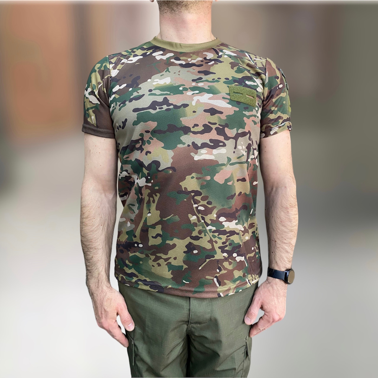 Футболка Мультикам тактична, Flas Tactical, розмір M, кишені та місця під шеврони з боків на руках