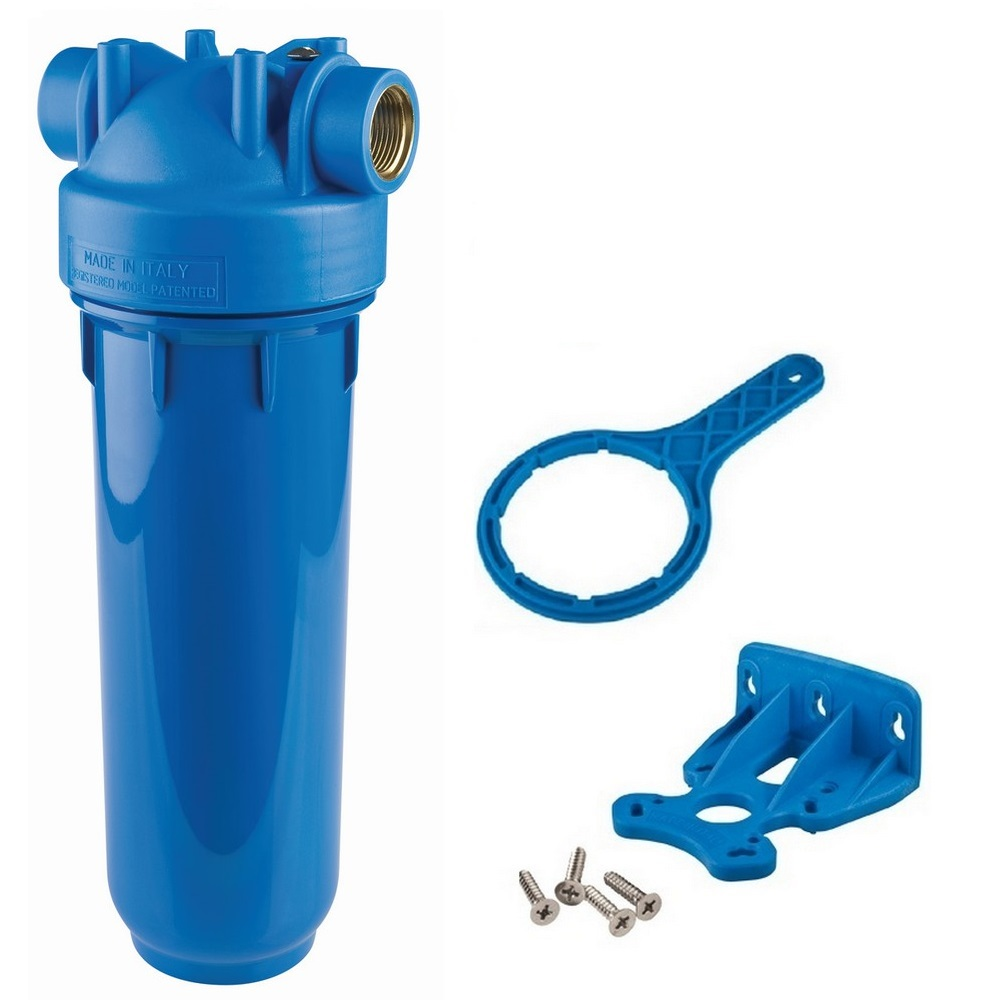 Фільтр-колба для холодної води Atlas Filtri DP MONO AB DN 1/2" 45° Висота 20" (блакитна матова) ZA1381312, фото 1