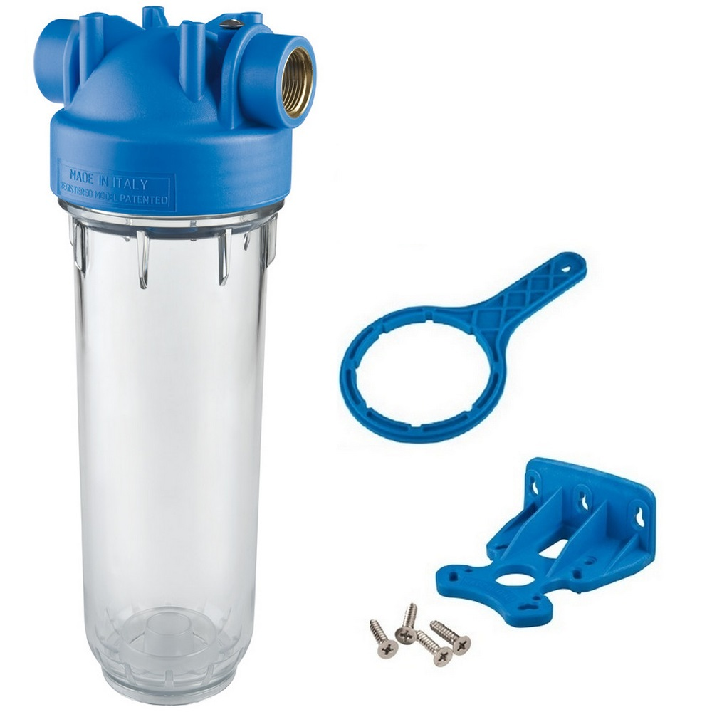 Фільтр-колба для холодної води Atlas Filtri DP MONO TS Dn 1" 45° Висота 10" (прозора колба)RA1280701, фото 1