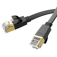 Интернет кабель HOCO US07 General патч-корд медный плоский (L=3M), цвет черный
