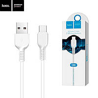 Кабель HOCO X20 USB - Type-C 3A, 1m, PVC, TPE разъемы, цвет белый