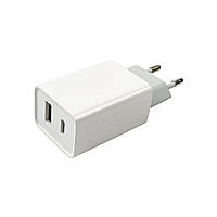 Сетевое зарядное устройство Mibrand MI-206C Travel Charger USB-A + USB-C, цвет белый
