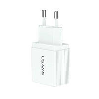 СЗУ USAMS US-CC090 T24 2.1A Dual USB Travel Charger EU Белый