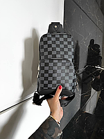 Мужская брендовая сумка слинг на плечо Louis Vuitton Avenue Sling Луи Виттон клетка, мужские брендовые сумки